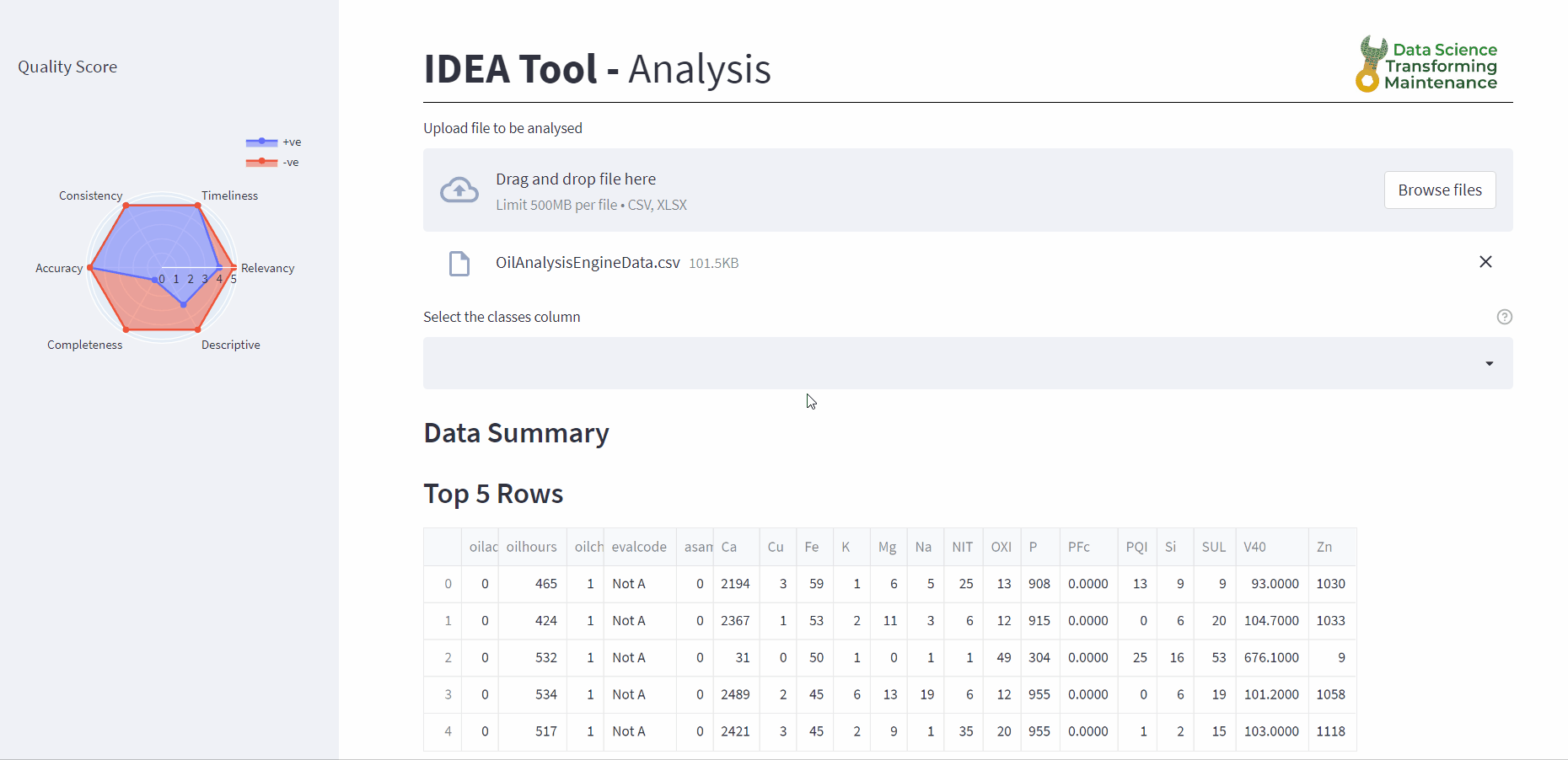 The new Streamlit version of the IDEA tool